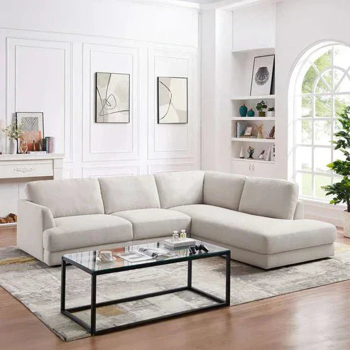 Classic modern sectional sofa with a rich cream finish and wide, comfortable seating.