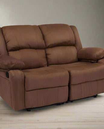 Chocolate Brown Microfiber Loveseat with Two Built-In Recliners