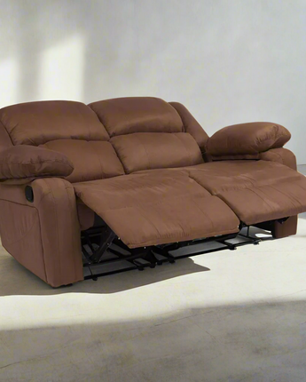 Chocolate Brown Microfiber Loveseat with Two Built-In Recliners