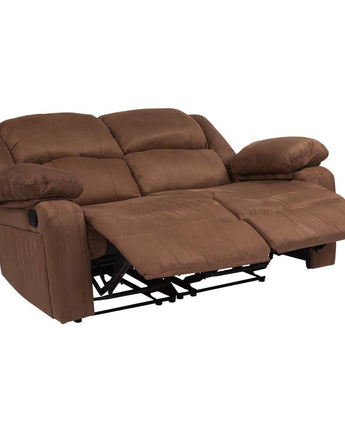 Chocolate Brown Microfiber Loveseat with Two Built-In Recliners