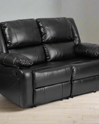 Black LeatherSoft Loveseat with Two Built-In Recliners