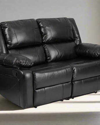 Black LeatherSoft Loveseat with Two Built-In Recliners