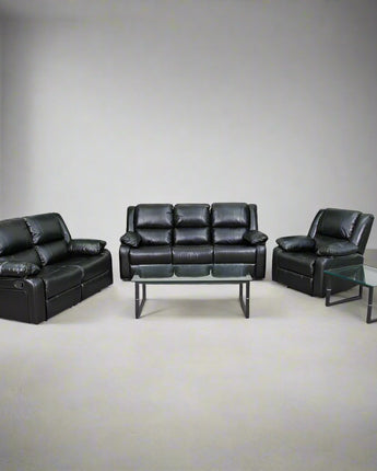 Black LeatherSoft Reclining Sofa Set