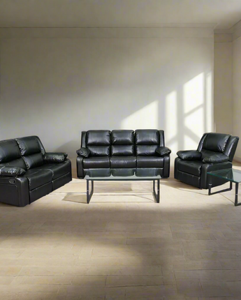 Black LeatherSoft Reclining Sofa Set