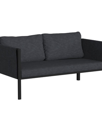 Loveseat with Cushions, Black with Charcoal Cushions