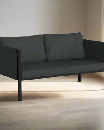 Loveseat with Cushions, Black with Charcoal Cushions