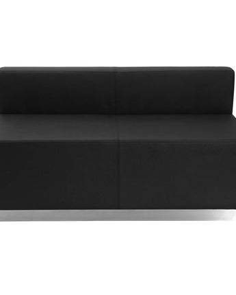 Alon Black LeatherSoft Loveseat with Brushed Stainless Steel Base