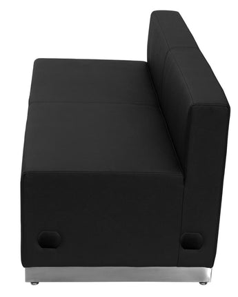 Alon Black LeatherSoft Loveseat with Brushed Stainless Steel Base