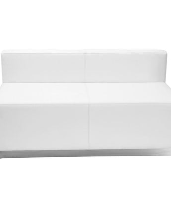 Alon Melrose White LeatherSoft Loveseat with Brushed Stainless Steel Base