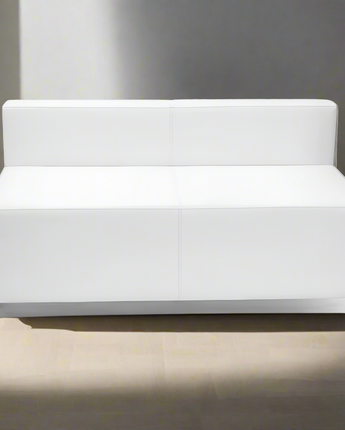 Alon Melrose White LeatherSoft Loveseat with Brushed Stainless Steel Base