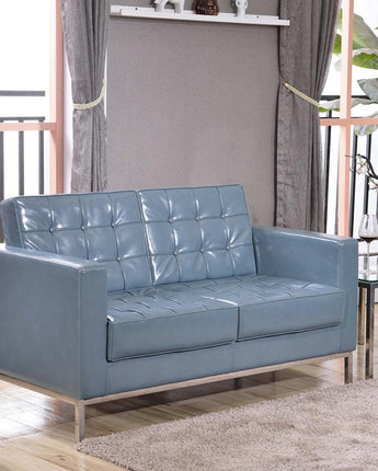 Lacey Contemporary Gray LeatherSoft Loveseat with Stainless Steel Frame