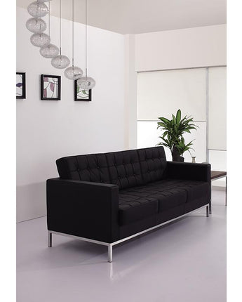 Lacey Contemporary Black LeatherSoft Sofa with Stainless Steel Frame