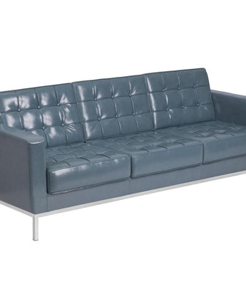 Lacey Contemporary Gray LeatherSoft Sofa with Stainless Steel Frame