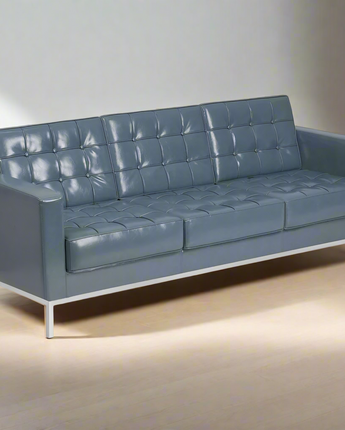 Lacey Contemporary Gray LeatherSoft Sofa with Stainless Steel Frame