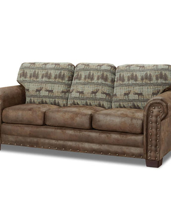 American Furniture Classics Model 8505-90 Deer Teal Lodge Tapestry Sofa Sleeper