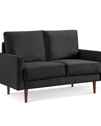 57 Inch Wide Upholstered Two Cushion Loveseat with Square Arms