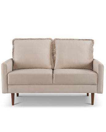 57 Inch Wide Upholstered Two Cushion Loveseat with Cambered Arms