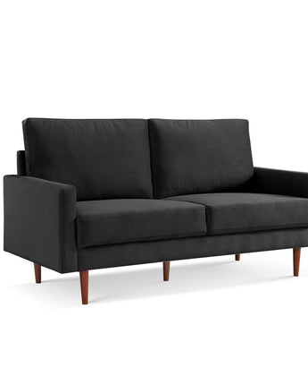 69 Inch Wide Upholstered Two Cushion Sofa with Square Arms