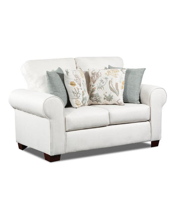 Living Room Beaujardin Loveseat with Four Throw Pillows