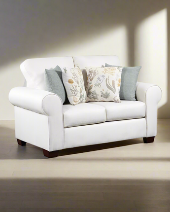 Living Room Beaujardin Loveseat with Four Throw Pillows