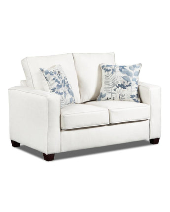 Living Room Relay Mist Loveseat with Two Throw Pillows