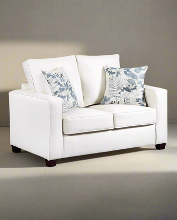 Living Room Relay Mist Loveseat with Two Throw Pillows