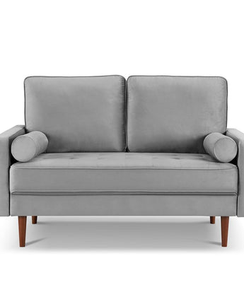 57 Inch Wide Upholstered Two Cushion Loveseat with Bolster Pillows