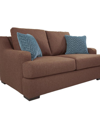 American Furniture Classics Model 8-020-A65V2 Earthtone Cinnamon Sloped Track Arm Loveseat