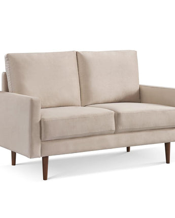 57 Inch Wide Upholstered Two Cushion Loveseat with Square Arms