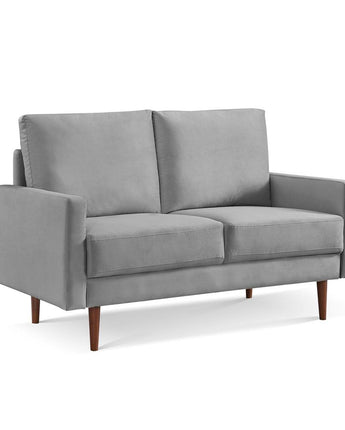 57 Inch Wide Upholstered Two Cushion Loveseat with Square Arms