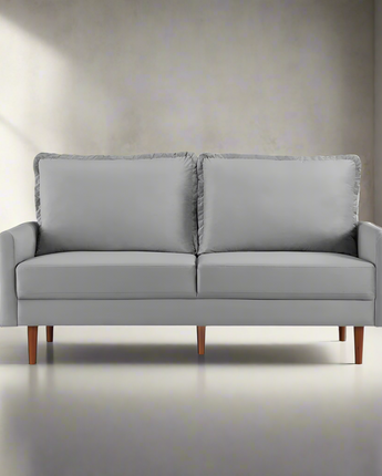 69 Inch Wide Upholstered Two Cushion Sofa with Cambered Arms