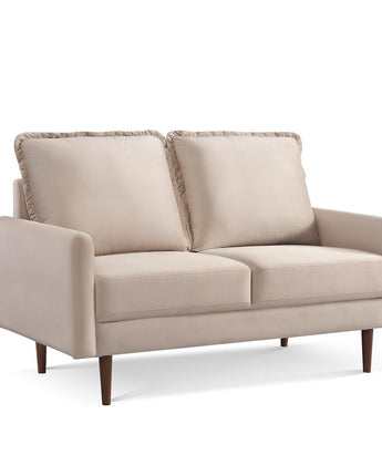 57 Inch Wide Upholstered Two Cushion Loveseat with Cambered Arms