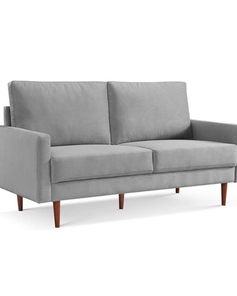 69 Inch Wide Upholstered Two Cushion Sofa with Square Arms