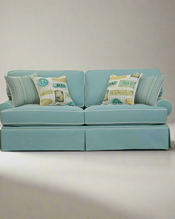 American Furniture Classics Coastal Aqua Sofa with Four Accent Pillows