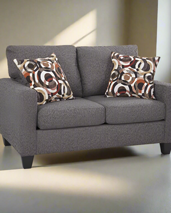 American Furniture Classics Charcoal Loveseat with 2 Accent Pillows