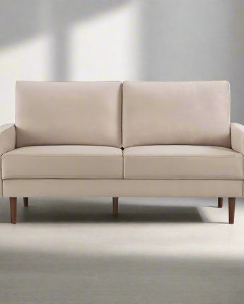 69 Inch Wide Upholstered Two Cushion Sofa with Square Arms