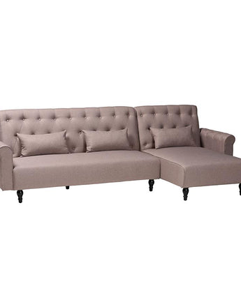 Chesterfield Retro-Modern Clay Fabric Upholstered Convertible Sleeper Sofa