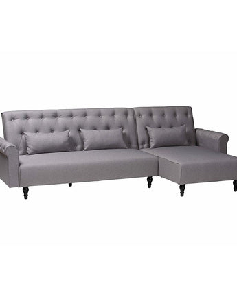 Chesterfield Retro-Modern Slate Grey Fabric Upholstered Convertible Sleeper Sofa