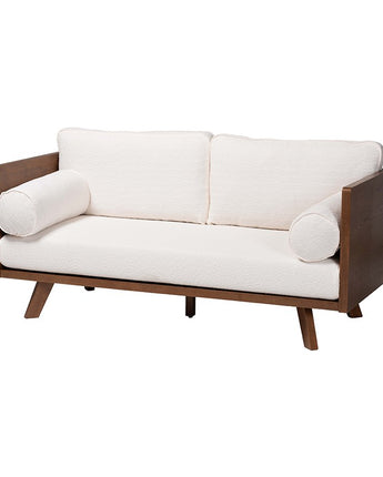 Uriel Mid-Century Modern Cream Boucle Fabric Sofa