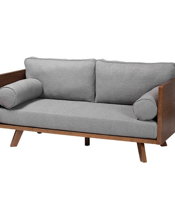 Uriel Mid-Century Modern Grey Boucle Fabric Sofa