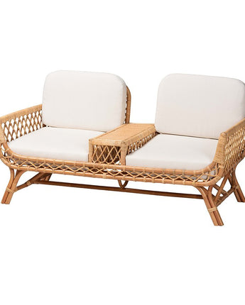 Pakis Bohemian Light Honey Rattan Tete-a-Tete Sofa