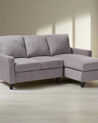 Light Grey Fabric Upholstered Reversible Sectional Sofa