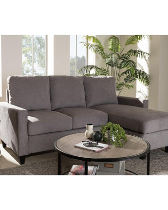 Light Grey Fabric Upholstered Reversible Sectional Sofa