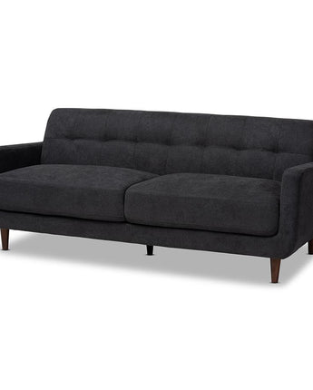 Baxton Studio Allister Mid-Century Modern Dark Grey Fabric Upholstered Sofa