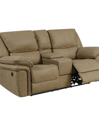 Power Console Loveseat with Dual Recliners, Hidden Storage