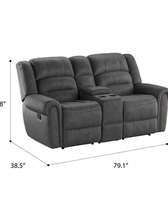 Reclining Console Loveseat with Contrast Stitching