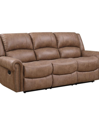 87" Reclining Sofa with Dual Recliners, Nailhead Trim, And Pillow Back