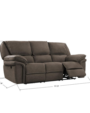 92" Power Reclining Sofa with Dual Recliners, Microsuede Upholstery