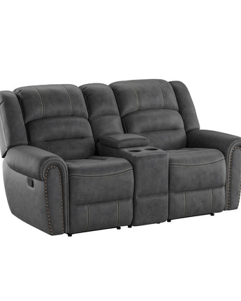 Reclining Console Loveseat with Contrast Stitching