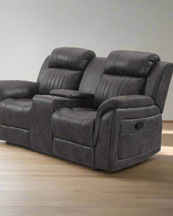 Transitional Console Reclining Loveseat